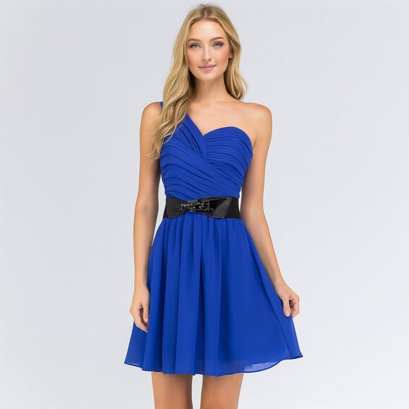 NWT Express Royal Blue One Shoulder Mini Dress – Size 2, Chic & Flirty! - Picture 1 of 7